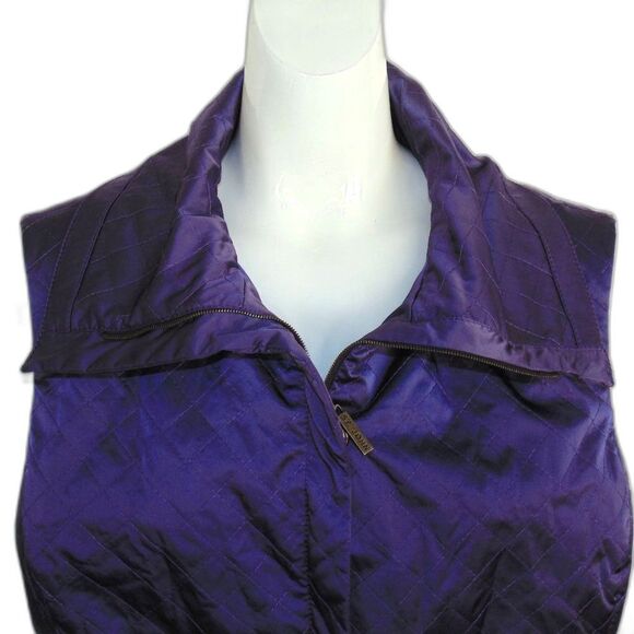 ST.JOHN SPORT Vest, L, Purple Quilted, Big Collar Zipper, Pockets - Picture 2 of 16